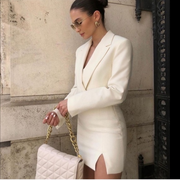 NWT ZARA Cropped Blazer White XXL Blogger’s Fav - Picture 4 of 14